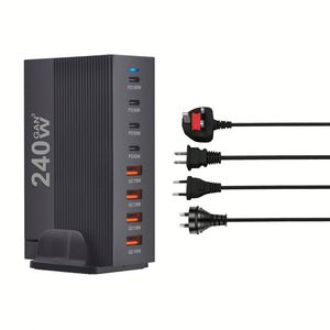 240W GaN 8 Port <b>USB</b> <b>C</b> Fast Charger Block PD100W Multi-ports 4C4A Charging Station PD 3.0 Wall Power <b>Adapter</b> - Product Image 1