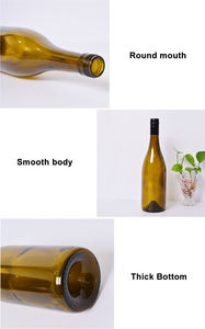 स्पष्ट एम्बर ब्लैक बोर्डो/बर्गंडी कांच की बोतलें 375 मिली 500 मिली 750 मिलीलीटर लंबी गर्दन पोर्टेबल बर्फ शराब और वोदका - Product Image 6