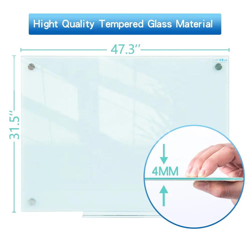 Tableau blanc effaçable magnétique à sec, tableau blanc en verre pour le bureau et l'école