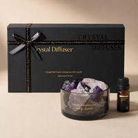 Arovi - Diffuseur d'huiles essentielles en verre noir sans flamme, cristal, longue durée, fraîcheur durable, écologique, parfum d'intérieur, cadeau