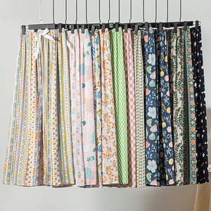 Pantalones Anchos Casuales con Estampado Floral para Mujer, Estilo Coreano, Pantalones Deportivos hasta el Tobillo para Verano - Product Image 1