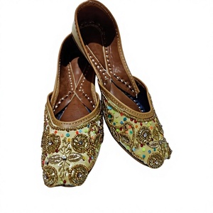 Exclusive Quality Fancy Indian Traditional Fashion Trend Genuine Cow Leather Durable Lace-up Closure Floral Pattern Shoes - Product Image 3