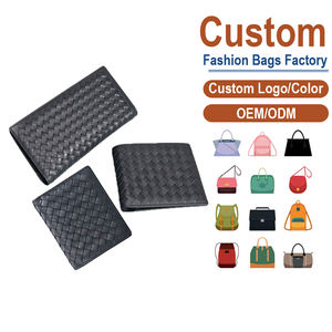 Portefeuille pour homme en cuir véritable tressé noir - Choisissez le modèle long, court ou porte-cartes, OEM pour les marques recherchant variété et luxe discret - Product Image 1