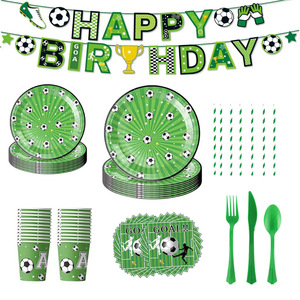 Black White <strong>Football</strong> Theme Party Supplies Disposable Tableware Set Paper Plate Bunting Banner Fans Birthday Party - Product Image 2