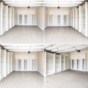 Système d'armoires murales de rangement pour <span class=keywords><strong>garage</strong></span>, blanc, sur mesure, avec portes, étagères ouvertes et compartiments de rangement réglables - Product Image 3
