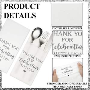 Nouvelle impression douce et confortable personnalisée Tablette de serviettes de table en papier Airlaid pour fêtes Serviettes de table en papier jetables pour cocktail - Product Image 3