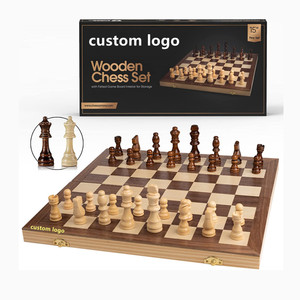 luxury inlaid black walnuting staunton folding custom wooden chessboard pieces chess board set game box