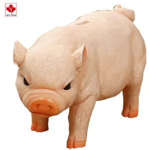 树脂动物农场装饰品猪雕像可爱的小猪银行雕像