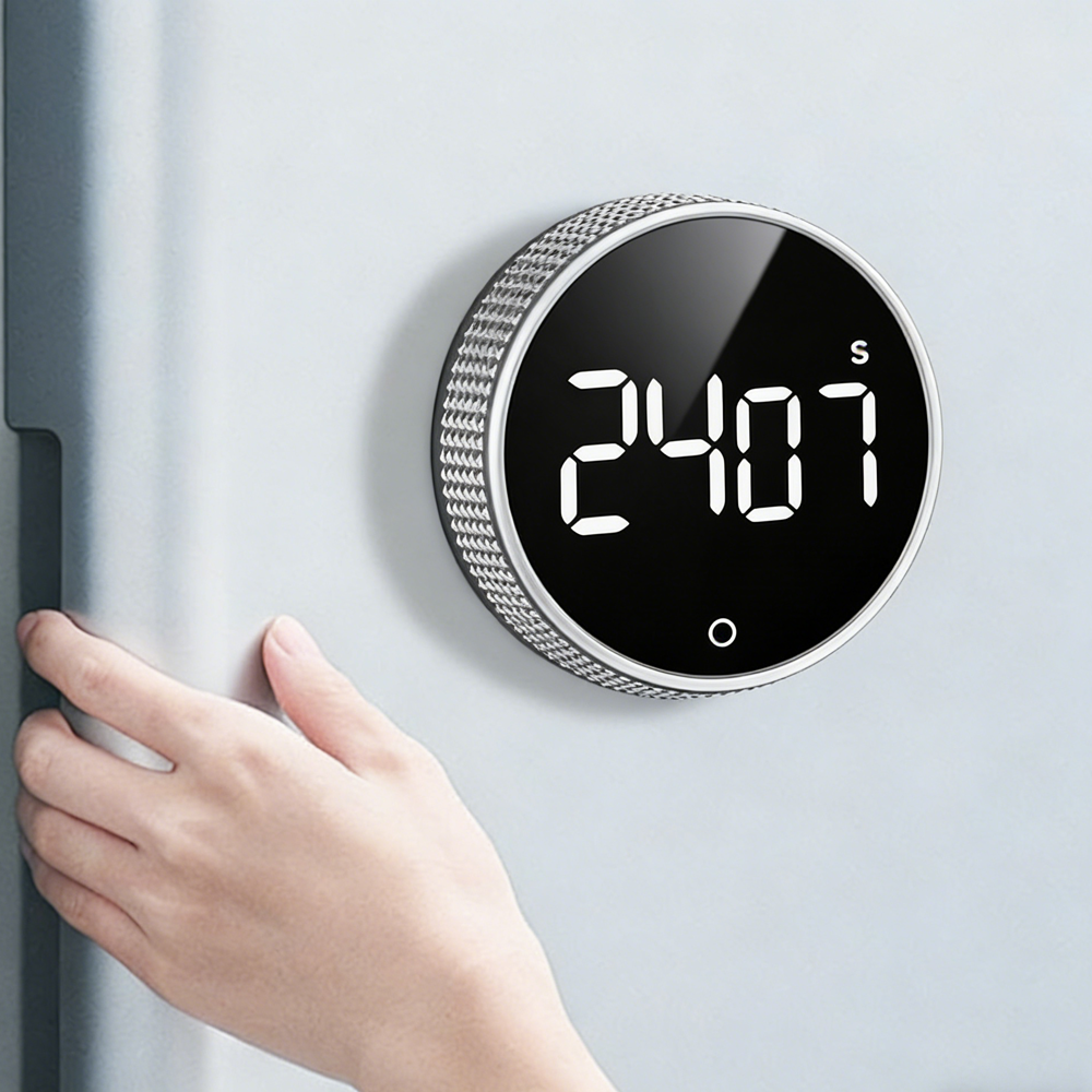 Unique Digital LED Common Magnetic Kitchen Timer Round ABS Plastic Rotary Electronic Alarm Remind Manual Timer