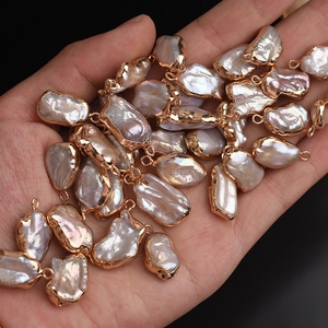 Cuentas de perlas barrocas no naturales, accesorios de joyería DIY chapados en oro de 18 quilates, pendientes hechos a mano, materiales para collar - Product Image 3