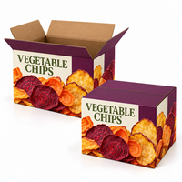 Boîte en carton ondulé blanc kraft à paroi simple, imprimée en couleur personnalisée avec logo et dimensions sur mesure pour les chips de légumes