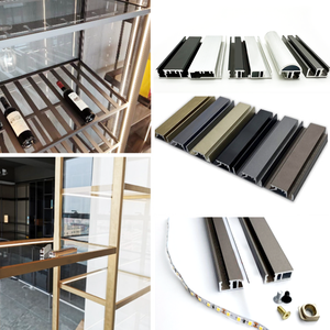 Tối Giản Nhôm Tủ Cửa Khung Cửa Tủ Với <span class=keywords><strong>LED</strong></span> Kính Kệ Tủ Quần Áo Cửa Trượt Nhôm Hồ Sơ Cho Các Cửa Sổ - Product Image 4