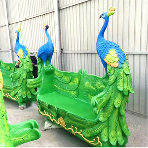 Silla de Jardín con Forma de Pavo Real de Fibra de Vidrio, Escultura Decorativa para Parques al Aire Libre, Asiento Duradero de Estilo Ecléctico - Product Image 1