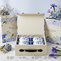 Service de table en porcelaine florale de luxe avec boîte cadeau, bols, cuillères, assiettes, vaisselle en céramique pour la maison, cadeau de mariage, vente en gros