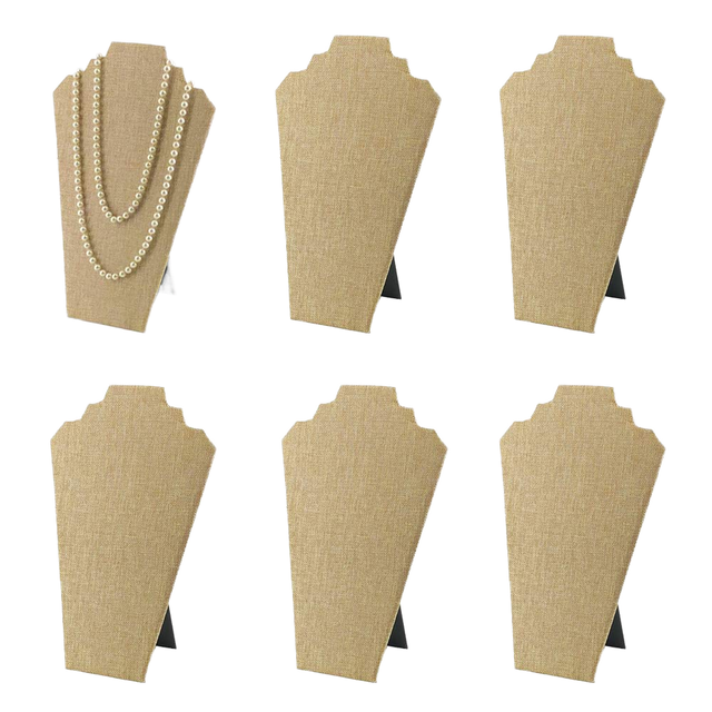 Linen Crown Shape Necklace Display Stand Vertical Covered Chain Display Bust Board Back Easel Jewelry Pendant Necklace Display