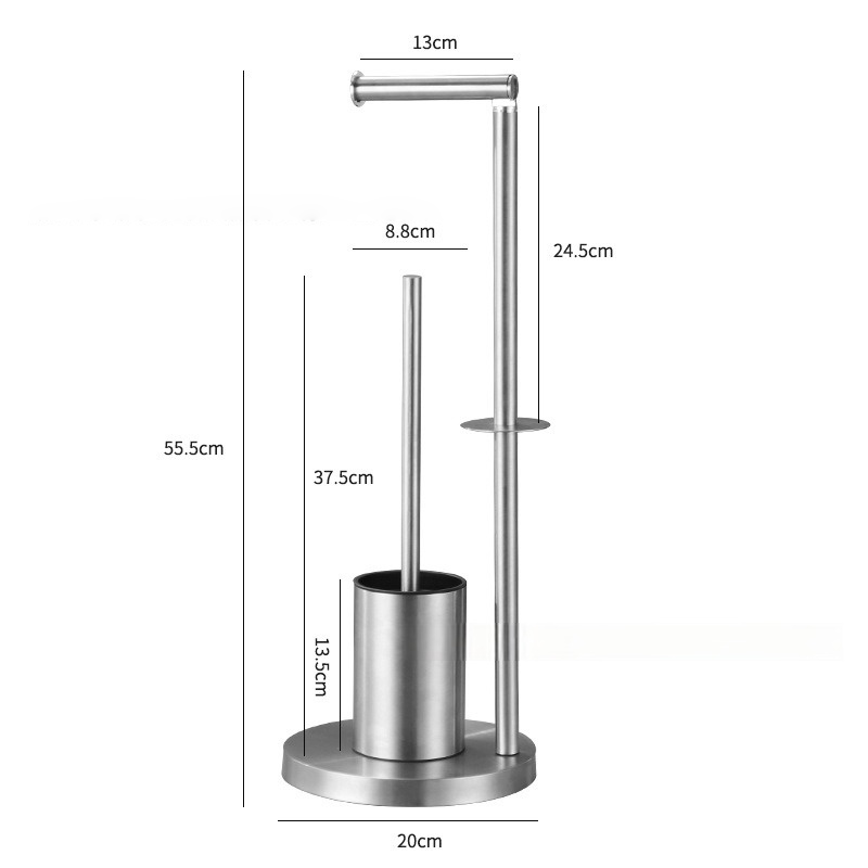 Brushed Silver with Toilet Brush - SUS 304