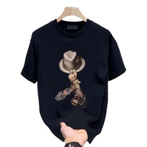 100% algodón sólido anti-pilling versátil Camiseta de manga corta hombres 2025 nuevo verano marca de moda nicho High Street estilo americano - Product Image 5