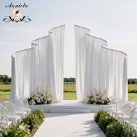 Ensemble de cadre de toile de fond ANNIELU à double vague en S, support de fond de scène incurvé irrégulier pour cérémonie, événement, photomaton, décoration