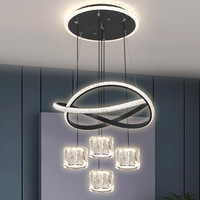 Lustre suspendu LED moderne pour salle à manger, 4 lumières, globe en cristal, doré, 2 couleurs, lampe de plafond pour îlot de cuisine, décoration intérieure
