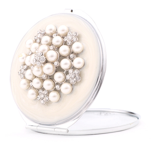 Ngọc Trai Thiết Kế Gương Bỏ Túi Với Pha Lê Và Ngọc Trai Trang Sức Cầm Tay Gương Nhỏ Gọn - Product Image 5