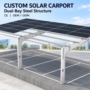 Système de montage solaire moderne de haute qualité pour abri de voiture, structure de stationnement en acier pour garages, taille personnalisée, marque OEM, résistance au vent 60m/s, 3KN/m - Product Image 1