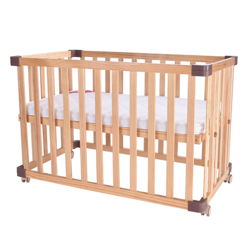 Cama de madera natural [con mosquitero y ruedas]