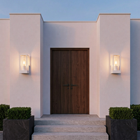 Applique Murale Extérieure en Alliage d'Aluminium Style Nordique Rétro avec Diffuseur en Verre Trempé, Étanche, Forme Carrée pour Porche et Balcon