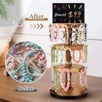 Étagère d'arbre à bijoux ronde en bois à un étage rotative à 360 ° personnalisée Organisateur de maison pour l'affichage des bracelets et des outils