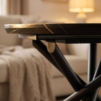 Table à manger extensible moderne de luxe avec plateau en pierre frittée, base métallique à feuilles escamotables, idéale pour hôtels, vente en gros fabricant