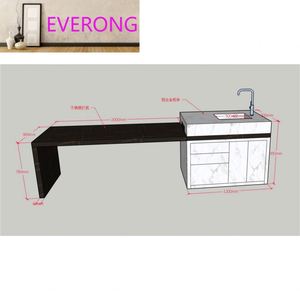 Meubles de cuisine prêts à poser avec comptoir en pierre frittée, dalles de granit, marbre, porcelaine à bord plat ou arrondi, finition douce pour salle à manger - Product Image 5