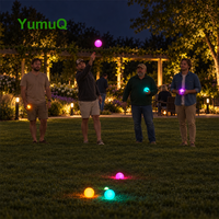 YumuQ – Ensemble de boules de pétanque lumineuses en plastique LED pour l'extérieur, jeu de pelote pour la pelouse, la plage et les sports de jardin