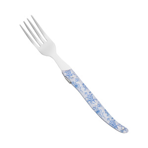 Vente directe d'usine de couteaux et fourchettes à steak de luxe en acier inoxydable avec manches en acrylique imprimées « Northern Poetry ». - Product Image 3