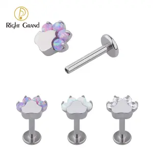 ASTM F136 Titanium Implant Grade 18G filettato interno Cute Paw Lip Piercing monili penetranti del corpo