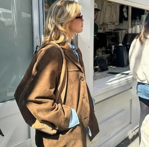 New Single-breasted Loose Suede <strong>Jacket</strong> <strong>Vintage</strong> <strong>Jackets</strong> <strong>Womens</strong> Leather <strong>Jackets</strong> - Product Image 3
