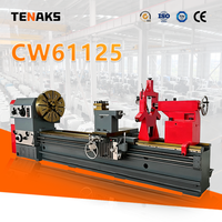 Tour horizontal manuel TENAKS CW61125, 220V, longueur d'usinage sur guide de 755 mm, longueur de guidage optionnelle de 1 à 20 mètres, pour tournage intensif