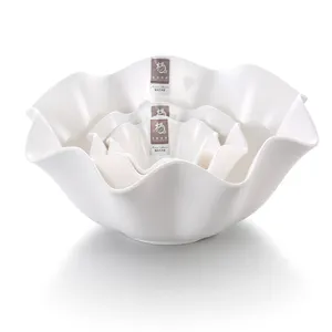 unique design reusable white flower shape bowl melamine plastic flower bowl