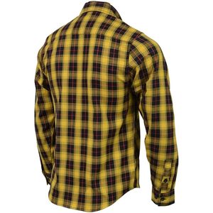2025 cuir MNG11666 chemise en flanelle de coton à manches longues pour hommes noir et rouge avec accents jaunes - Product Image 6