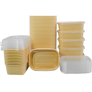 Platos y Tazones Desechables de Papel Kraft Rectangulares/Cuadrados, Resistentes a Grasa, Agua y Fugas, Aptos para Alimentos, con Tapa, para Ensaladas, Sushi y Comida para Llevar - Product Image 4