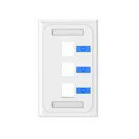 Placa de pared de red de 2 puertos tipo EE. UU. de ABS blanco de 86 mm x 86 mm con cubierta antipolvo deslizante y superficie pulida a espejo Cat3/Cat5e/Cat6/Cat6A