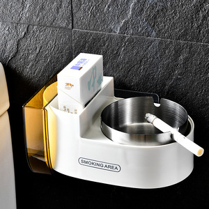 Time Machine Desktop Wall Mounted Ashtray With Lid Metal Round Smoking Area Large Size Household Use - Product Image 1
