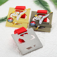 Médaille de Taekwondo en alliage de zinc, personnalisable, émail creux, 3 couleurs, forme rectangulaire – Promotion
