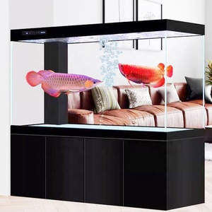 Aquário Ecológico de Vidro Preto Super Branco para Peixes Pequenos e Grandes com Formato Retangular Acessório para Sala de Estar - Product Image 1