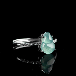 S925 <b>silver</b> inlaid natural A-grade jadeite blue water gourd <b>ring</b> ice type jade stone finger <b>ring</b> women's <b>ring</b> <b>adjustable</b> - Product Image 3