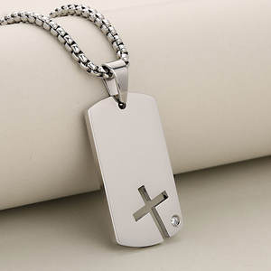 จี้สร้อยคอแฟชั่นสแตนเลสสตีล 316L แบบกำหนดเอง สร้อยคอเครื่องประดับชั้นดี สร้อยคอเปล่าประดับเพชรซิร์คอนสำหรับสลักชื่อ - Product Image 3