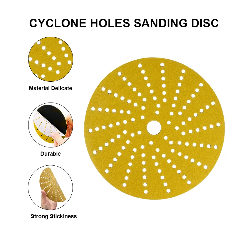 Sarı zımpara diski 225mm 7 inç cırt cırt altın zımpara diski alüminyum oksit kuru kullanım otomotiv için aşındırıcı kum disk
