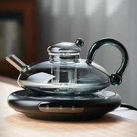 Théière en verre borosilicate de style queue de rat, fabriquée à la main, couleur grise, capacité 600 ml, de notre usine avec 41 ans d'expérience.