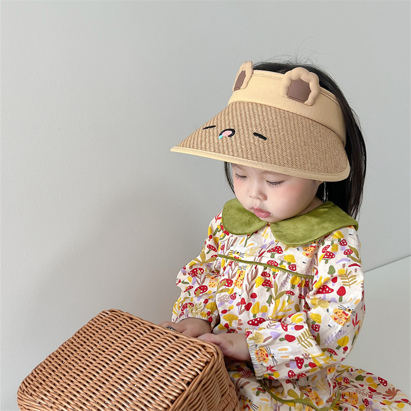 Baby Sun Visor Hat - Adjustable Straw Visor for Summer