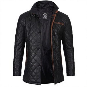 BS International NA106 100% Genuine Sheep Leather Unisex Racer <b>Jacket</b> Winter Waterproof Windproof Breathable Customizable Canvas - Product Image 4