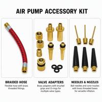 Universal Pump Adapter Kit Multi Purpose Inflation Nozzle Set With Braided Hose for Ball Bike Air Mattress Toy