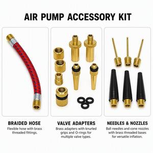 Kit de Adaptador de Bomba Universal, Juego de Boquillas de Inflado Multiusos con Manguera Trenzada para Balones, Bicicletas, Colchones Inflables y Juguetes - Product Image 4